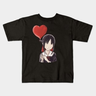 Kaguya sama Kaguya shinomiya holding a heart-shaped red balloon in an aesthetic watercolor art | mirror Kids T-Shirt